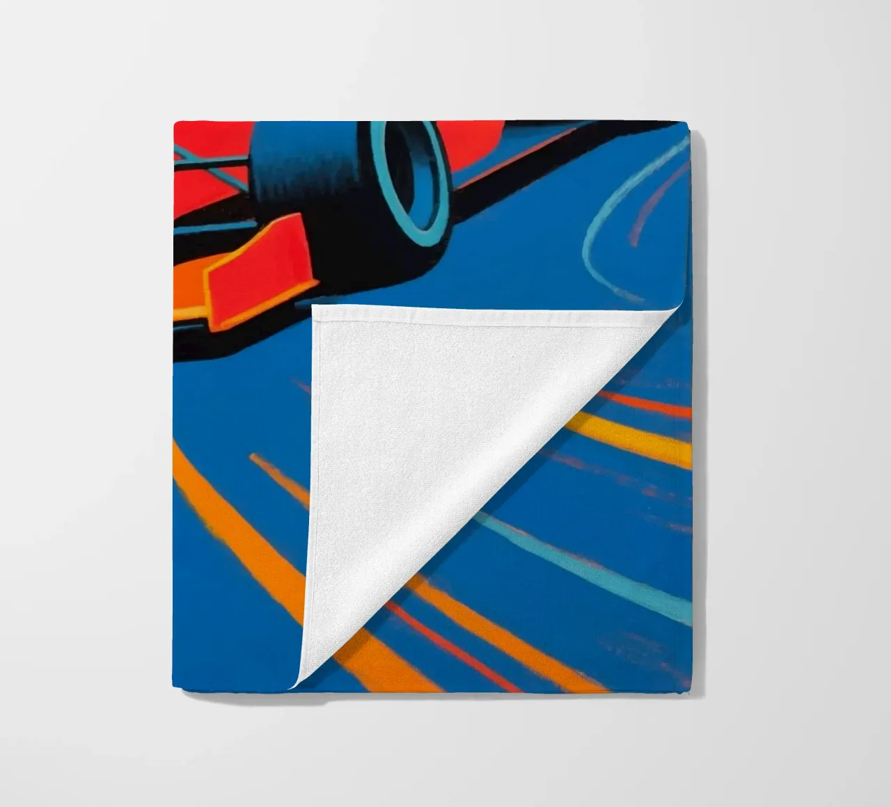 Auto di Formula in pista telo mare da Slash Shop