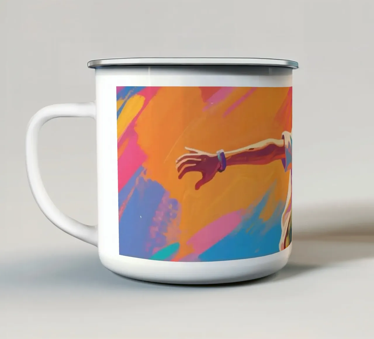 Skateboarder che fluttua nell'aria tazza in smalto da Slash Shop