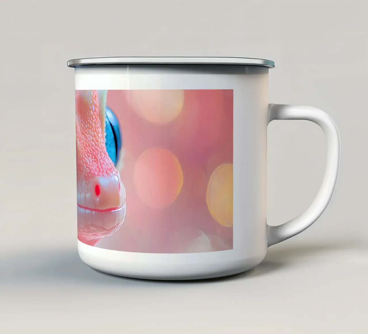 La lucertola rosa tazza in smalto da M-Ulrich-Digital Art