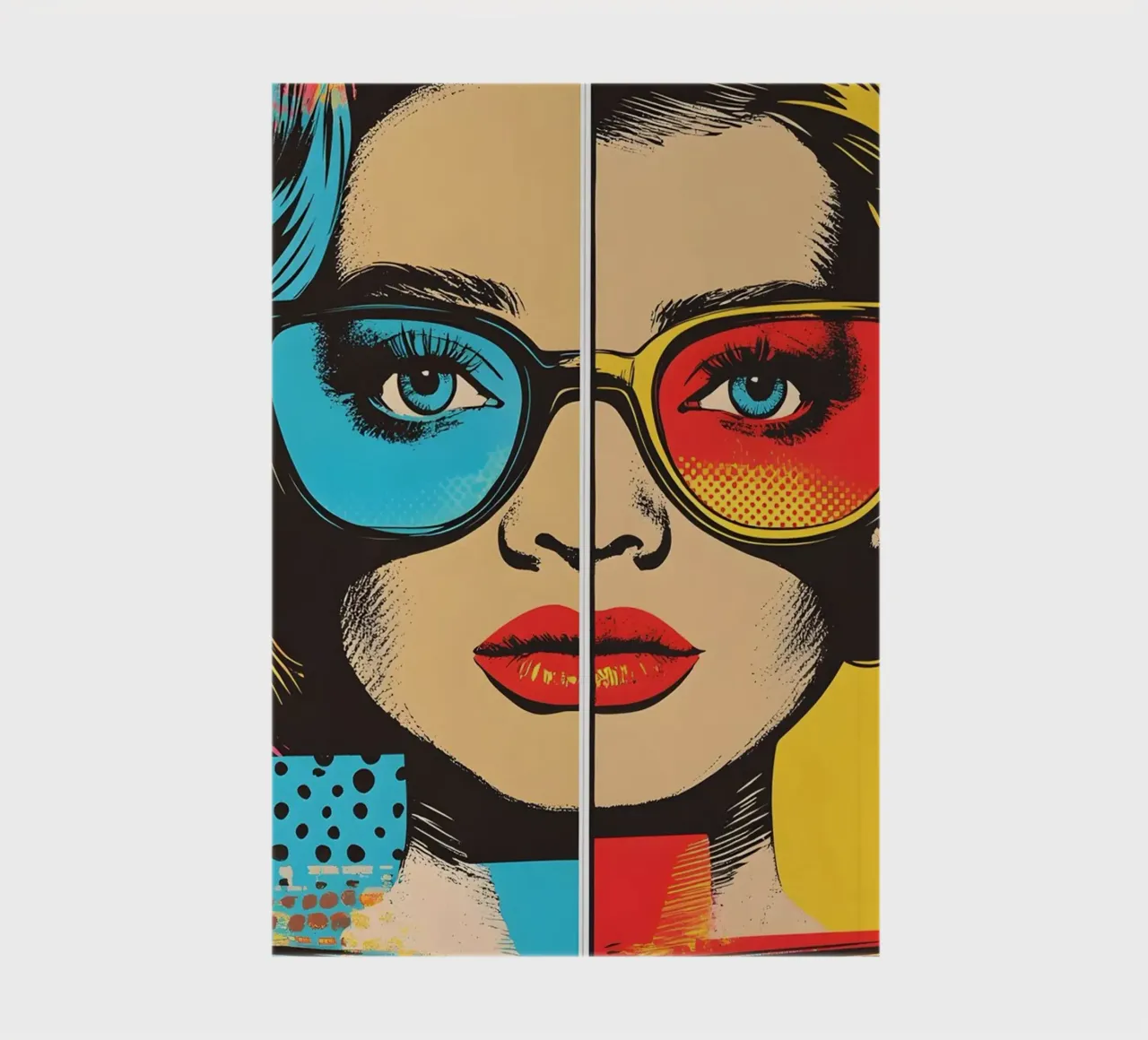 Pop art-inspired portrait of a woman notebook by M-Ulrich-Digital Art