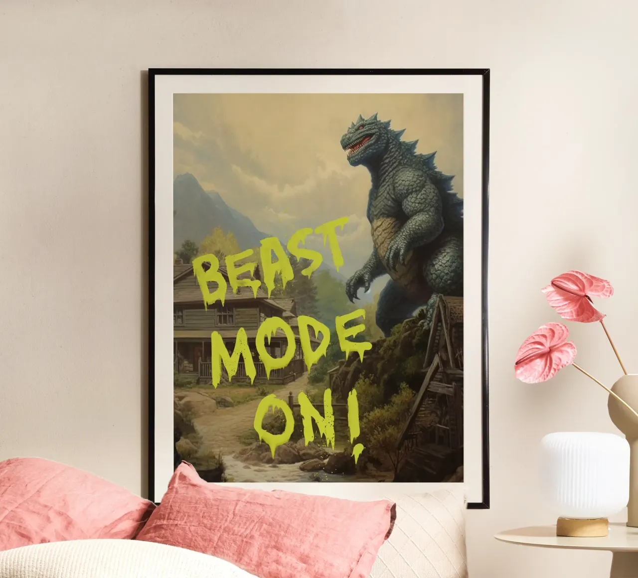 Beast mode on poster con telaio in legno da Dikhotomy