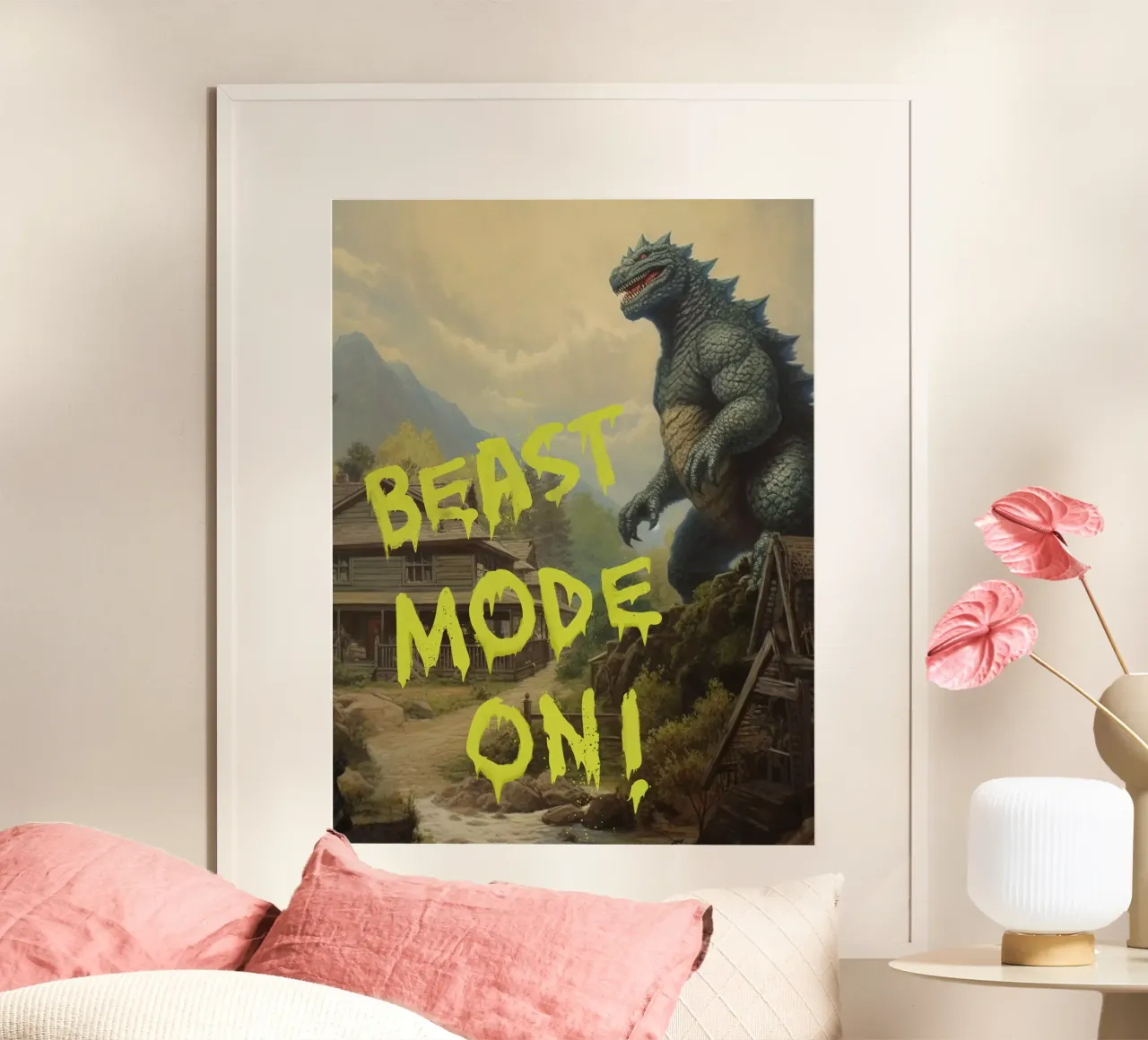 Beast mode on poster con telaio in legno da Dikhotomy