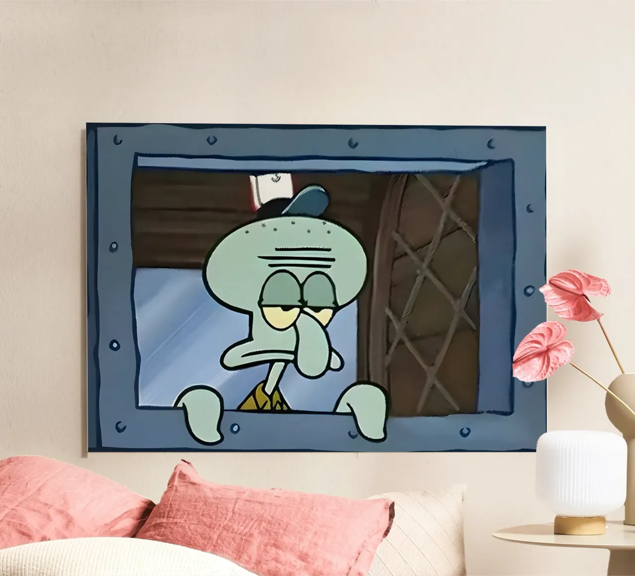 Squidward and Window alluminio dibond da Funny Frame Factory