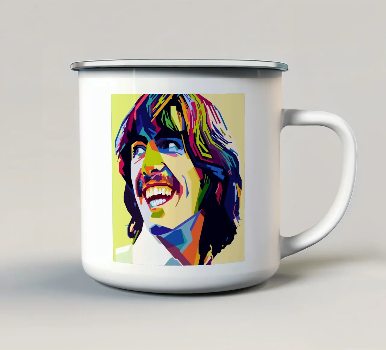 G Harrison Style WPAP taza de esmalte de SW Artwork