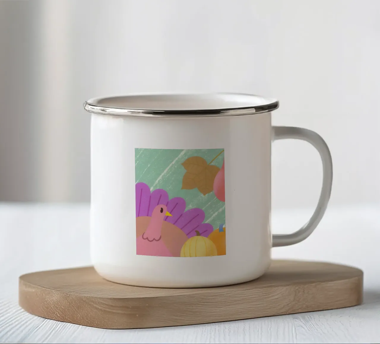 Tacchino e zucca per il Ringraziamento tazza in smalto da LOYAL SHOP