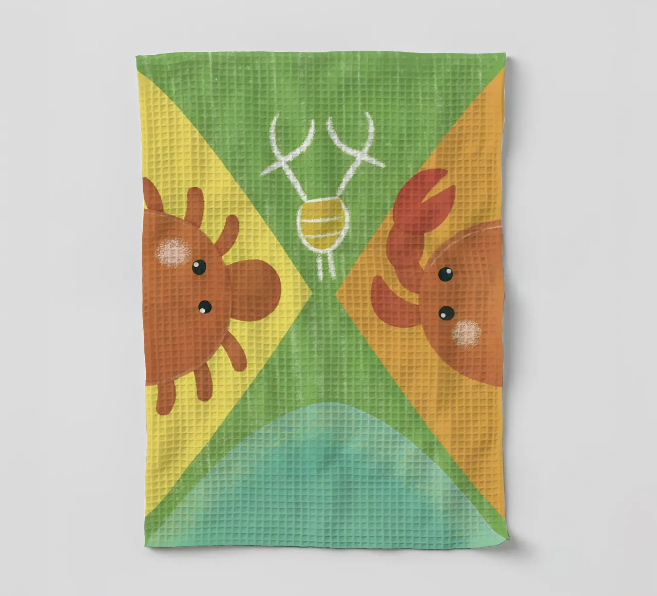 Two Crabs with Different Expressions tea towel by LOYAL SHOP