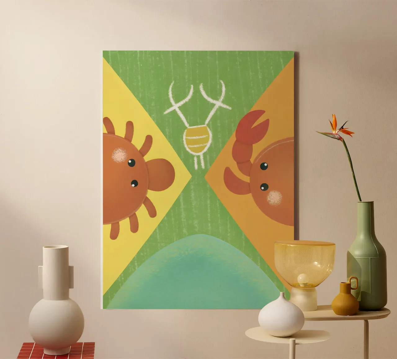 Two Crabs with Different Expressions canvas by LOYAL SHOP