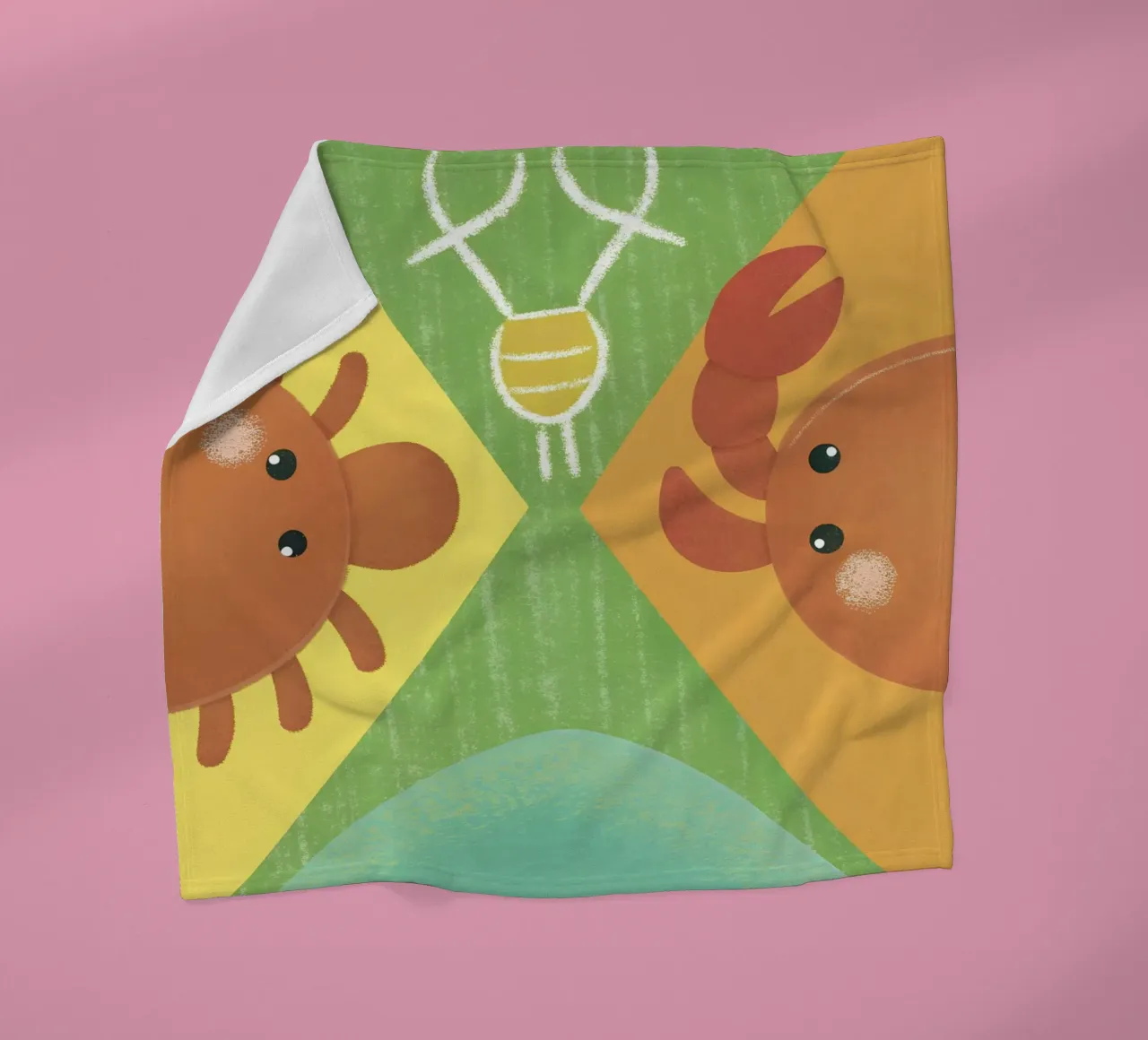 Two Crabs with Different Expressions fleece blanket by LOYAL SHOP