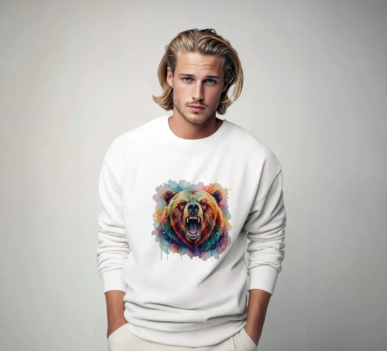 Orso in acquerello felpa da Wild Life studio