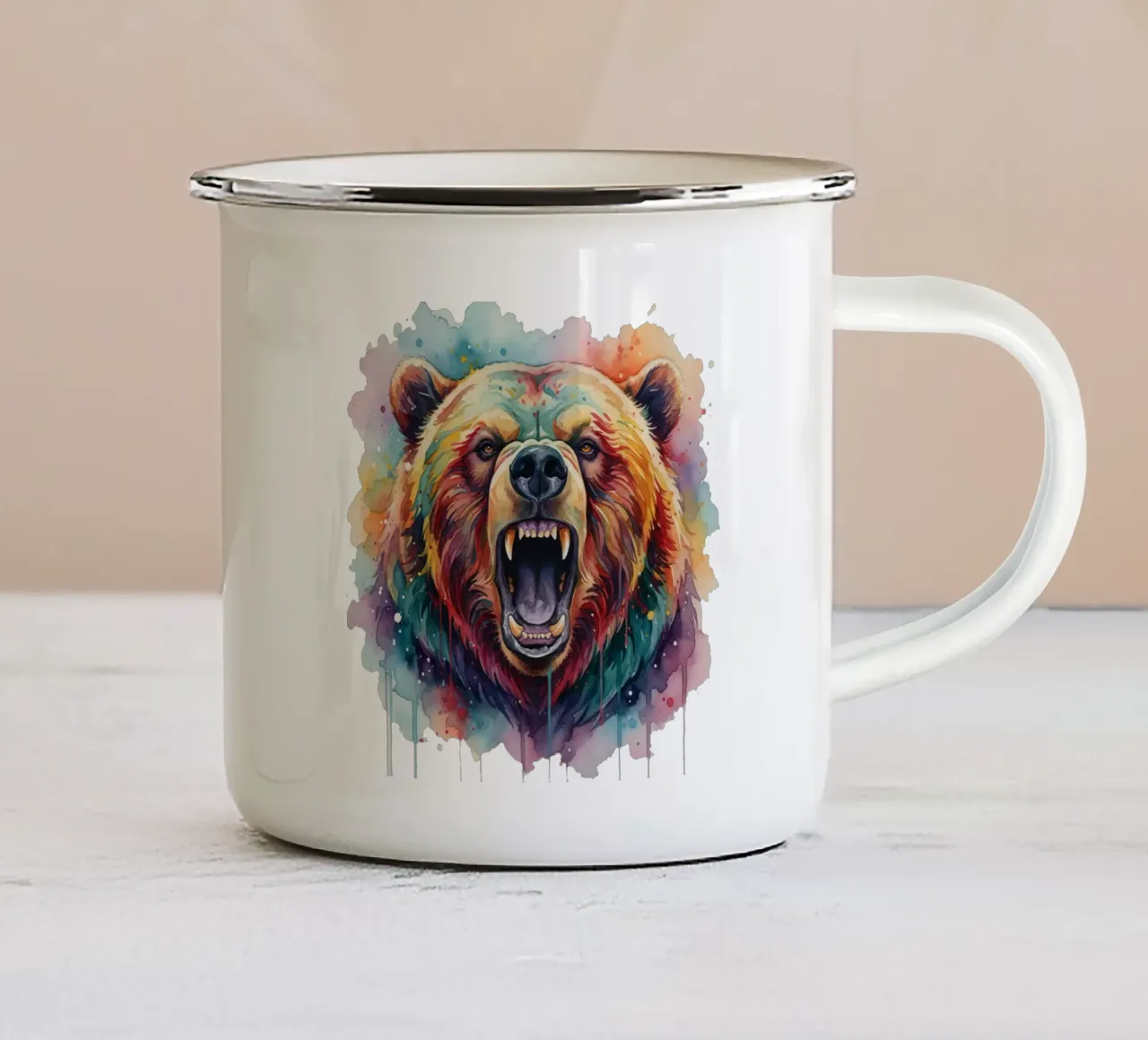 Orso in acquerello tazza in smalto da Wild Life studio