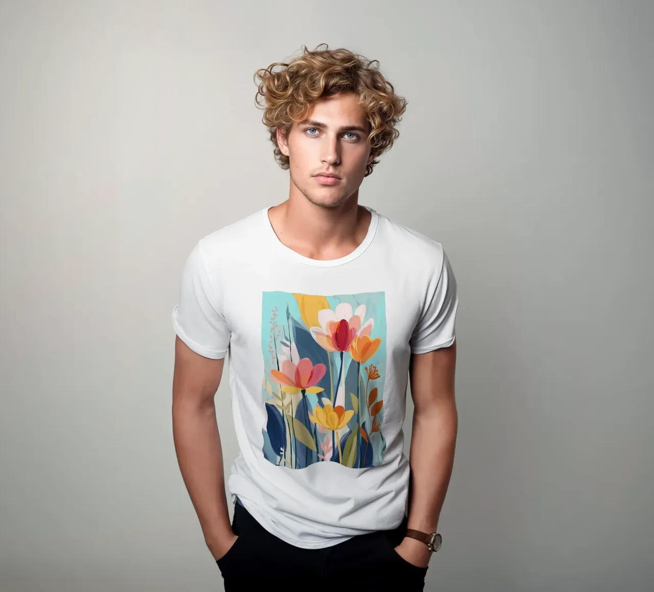 Color Flow – Abstract Botanical Art Print t-shirt da Amelie Rose