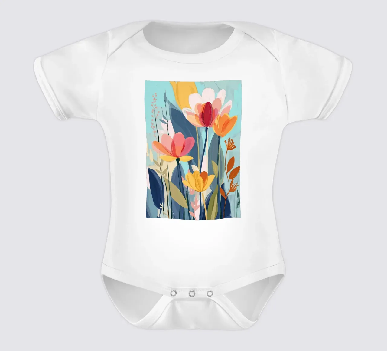 Color Flow – Abstract Botanical Art Print body neonato maniche corte da Amelie Rose