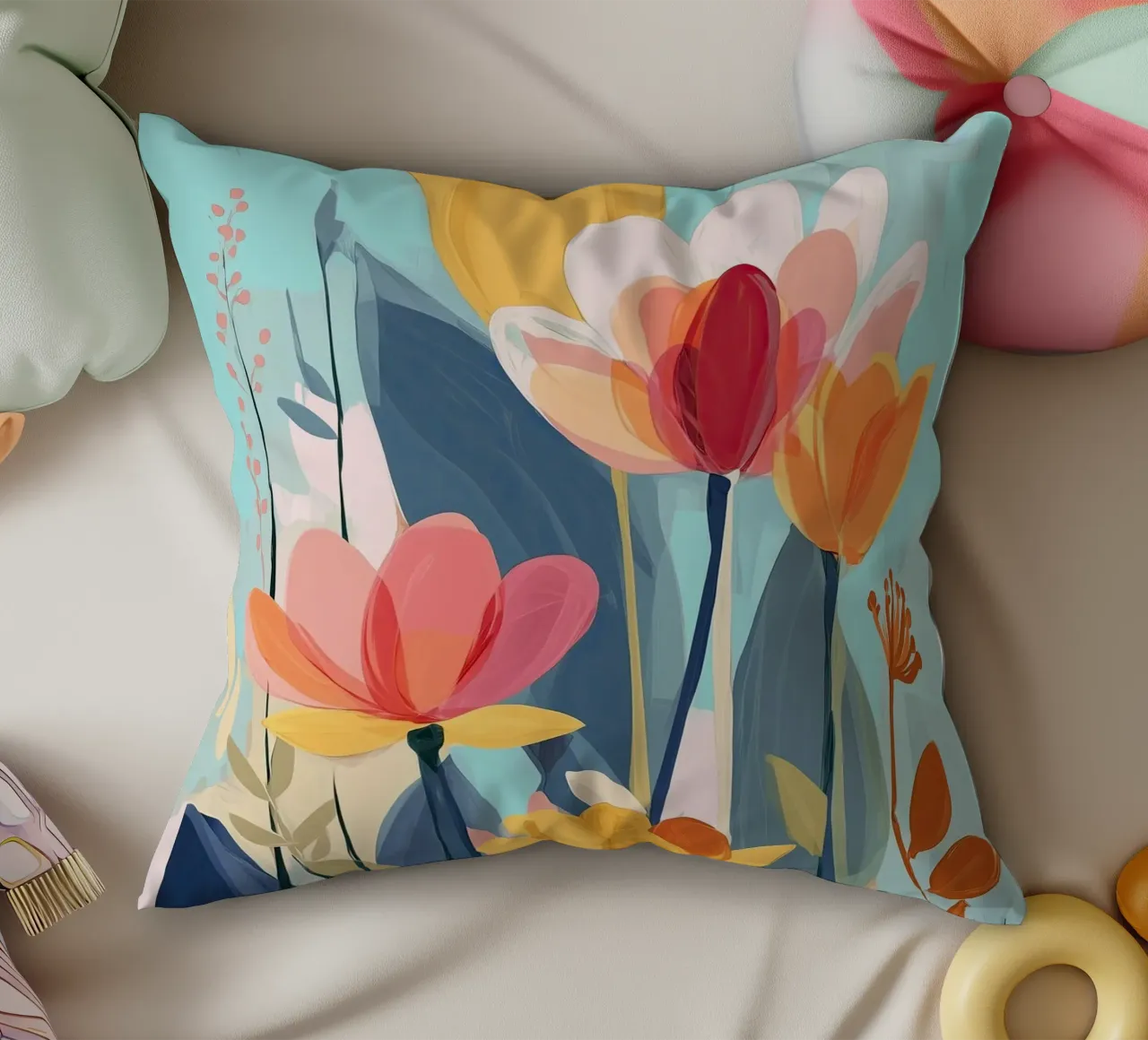 Color Flow – Abstract Botanical Art Print cuscino da Amelie Rose