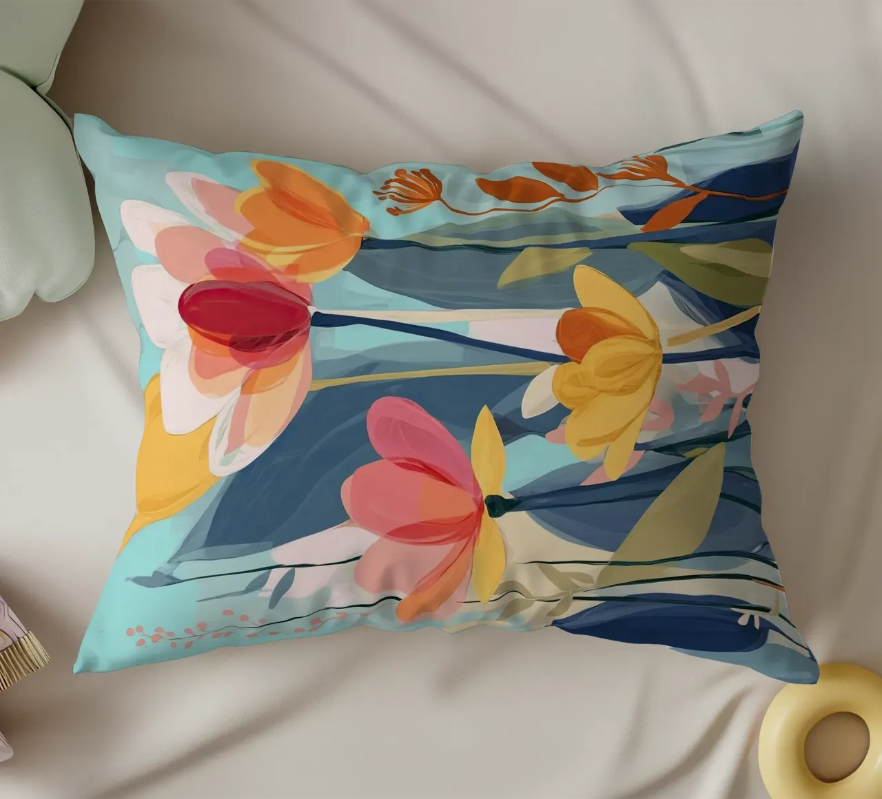 Color Flow – Abstract Botanical Art Print cuscino da Amelie Rose