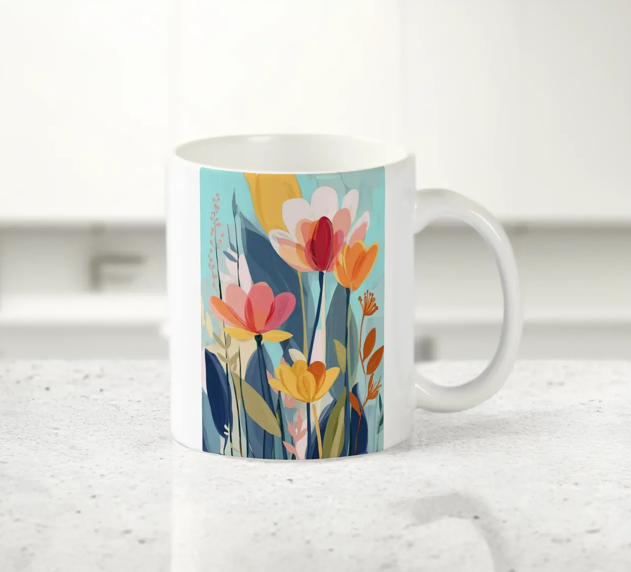 Color Flow – Abstract Botanical Art Print tazza in ceramica da Amelie Rose