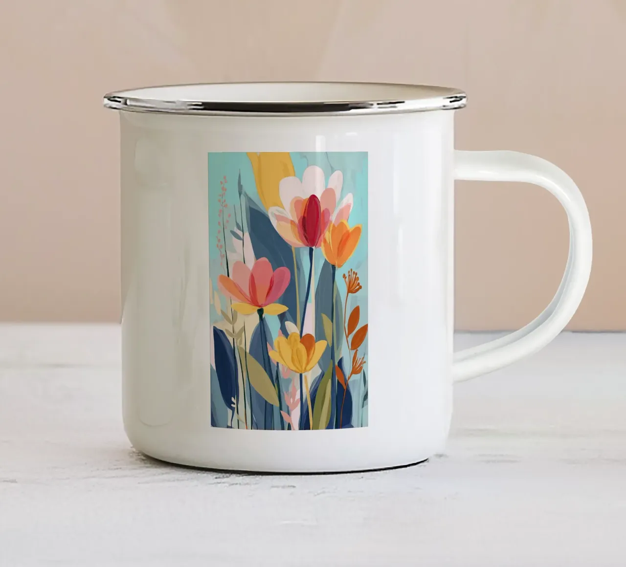 Color Flow – Abstract Botanical Art Print tazza in smalto da Amelie Rose