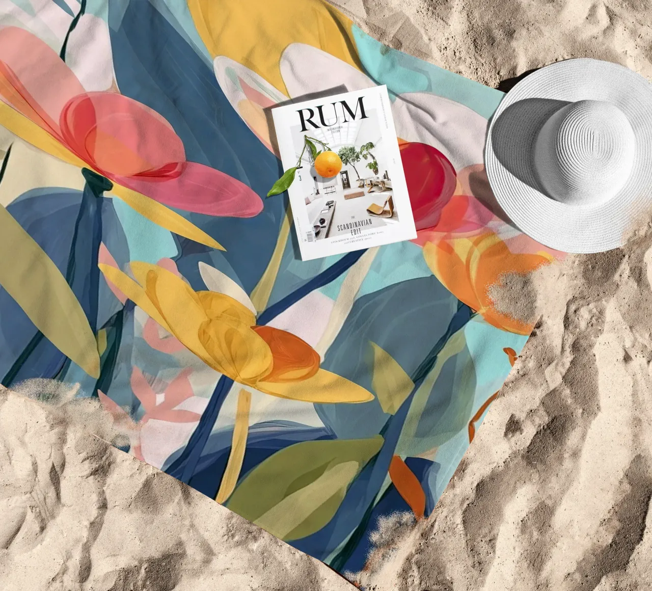 Color Flow – Abstract Botanical Art Print telo mare da Amelie Rose