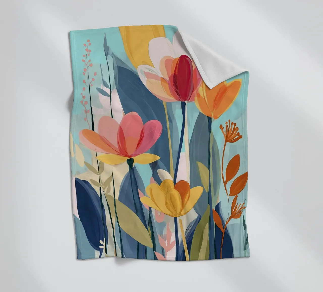 Color Flow – Abstract Botanical Art Print coperta in pile da Amelie Rose