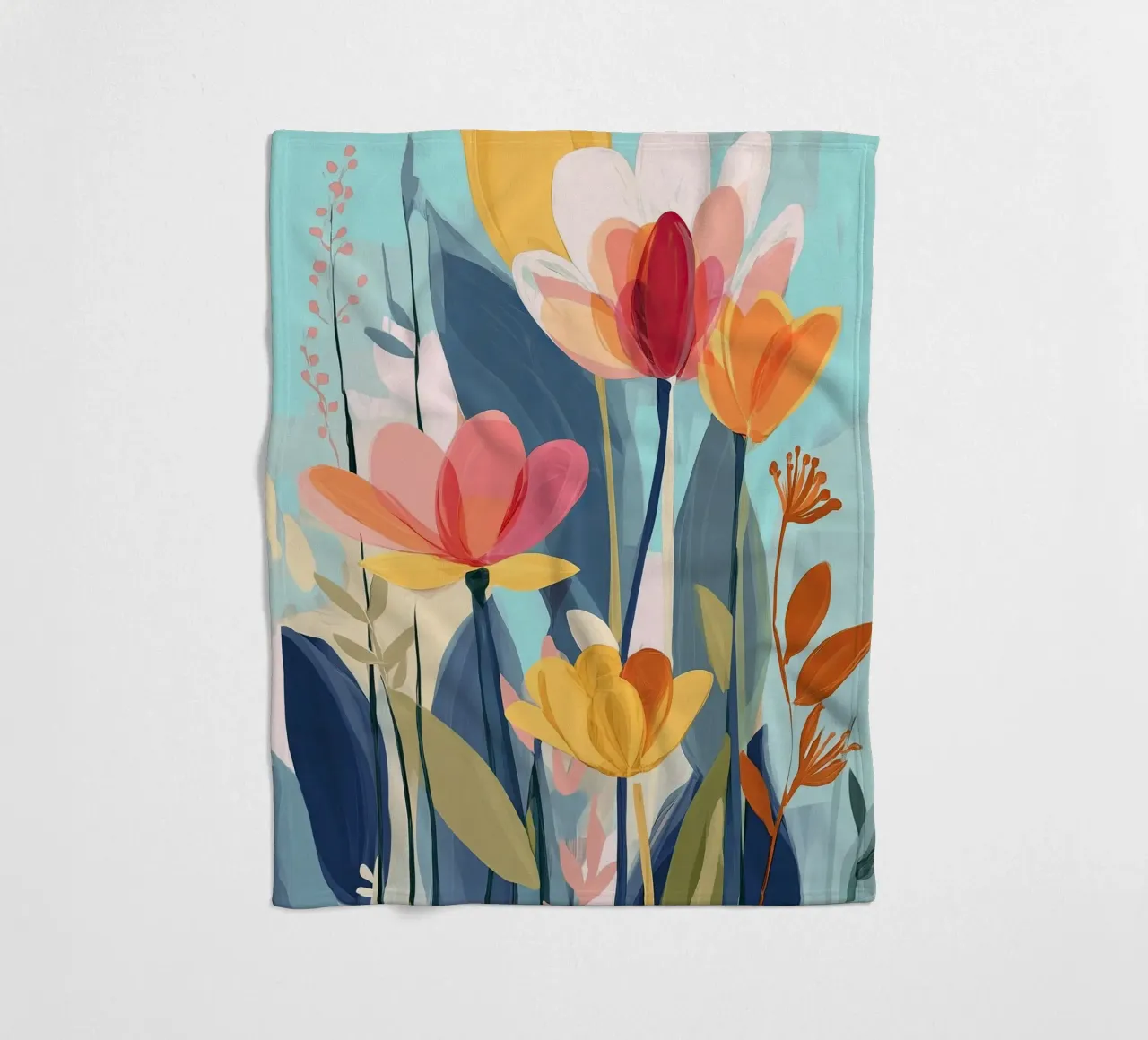 Color Flow – Abstract Botanical Art Print coperta in pile da Amelie Rose