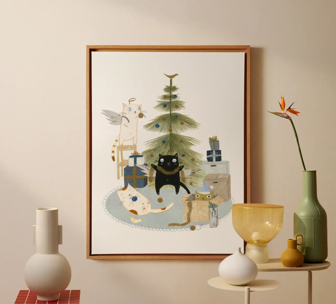 Judith Loske - Weihnachtsbaum schmücken tela con Cornice a cassetta da The Artcircle