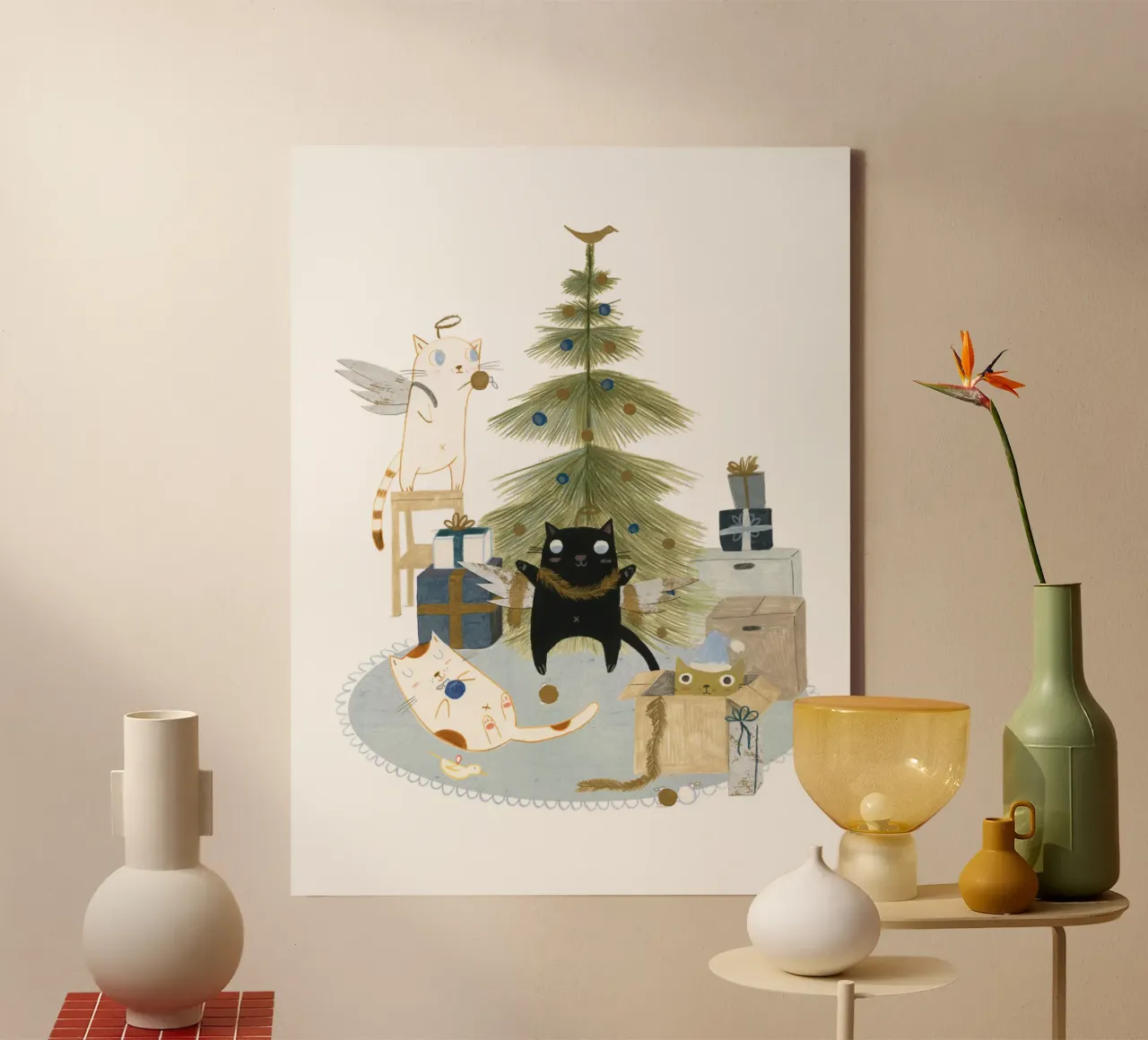 Judith Loske - Weihnachtsbaum schmücken tela con Cornice a cassetta da The Artcircle