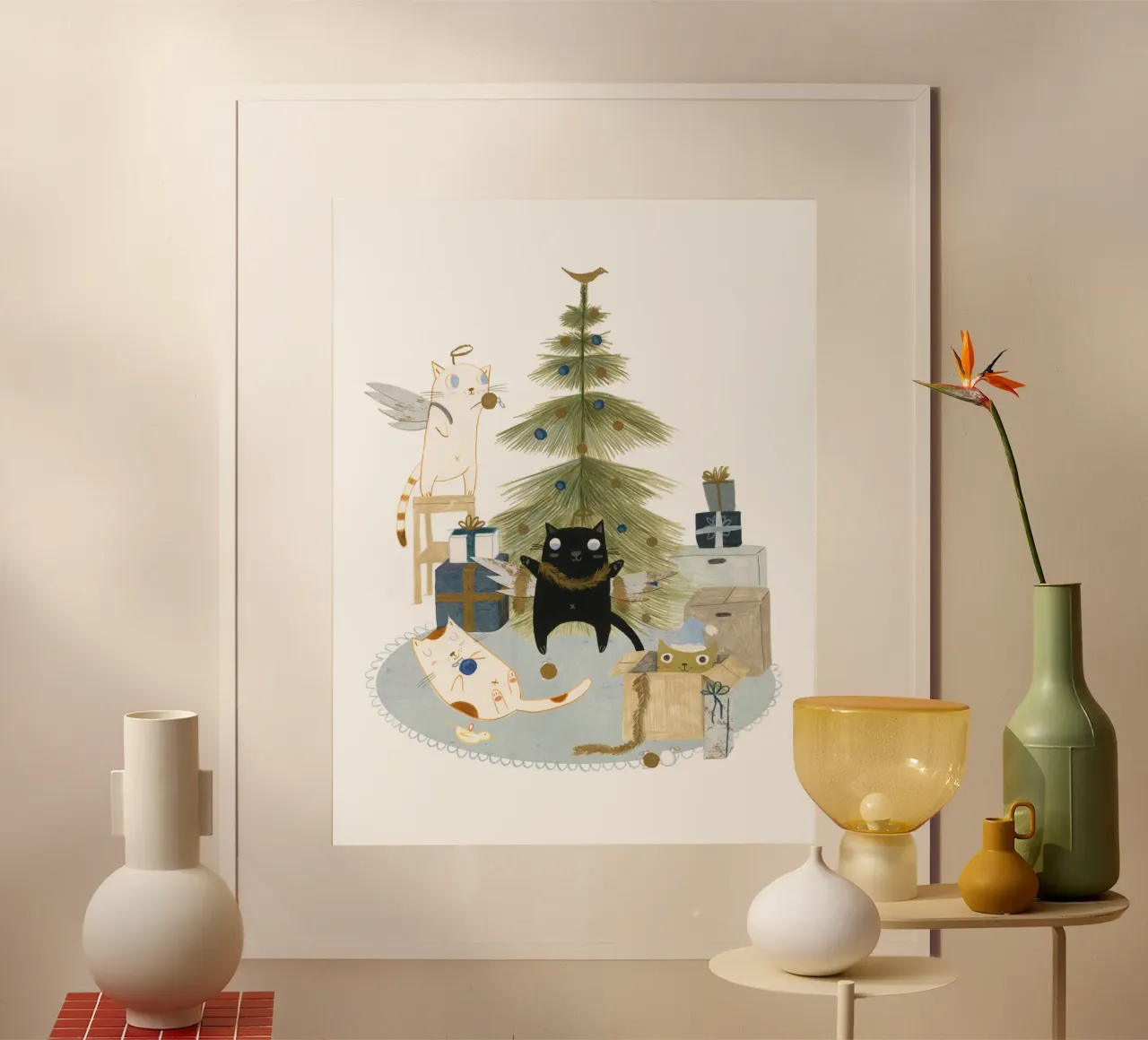 Judith Loske - Weihnachtsbaum schmücken poster con telaio in plastica da The Artcircle