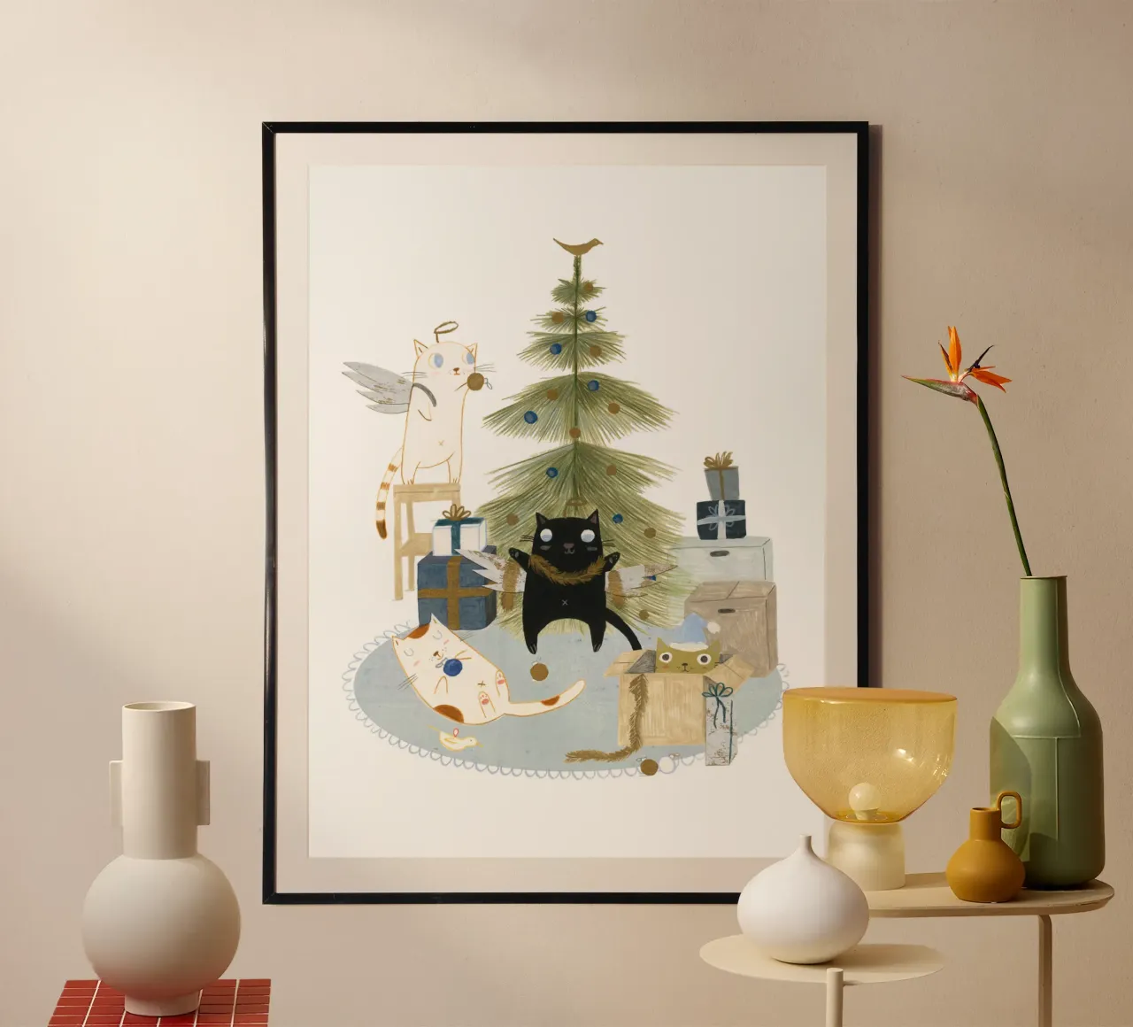 Judith Loske - Weihnachtsbaum schmücken poster con telaio in plastica da The Artcircle