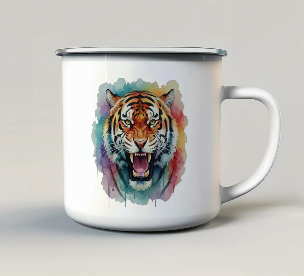 Tigre in acquerello tazza in smalto da Wild Life studio
