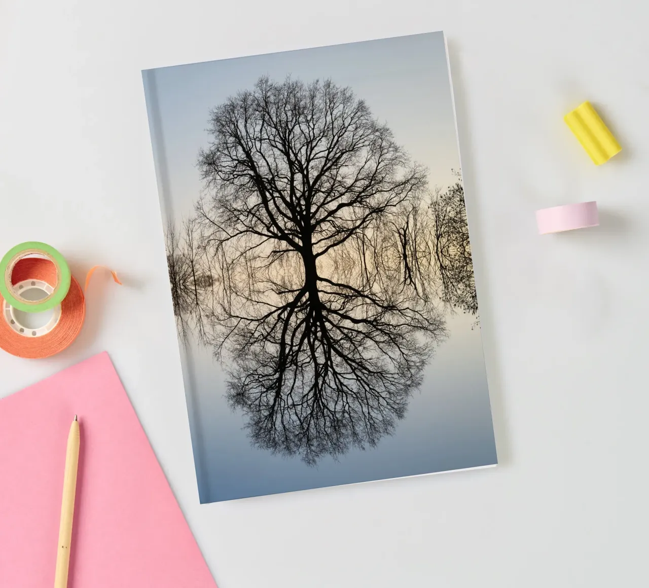 Reflection of a tree in winter notebook by Heidemüllerin