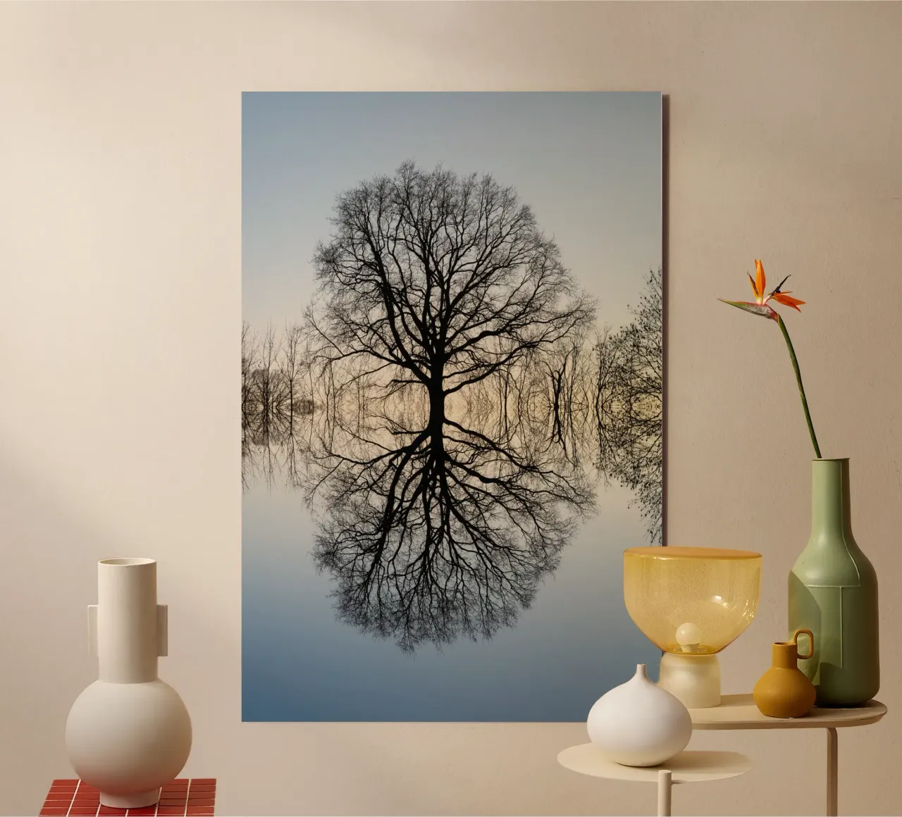 Riflesso di un albero in inverno alluminio dibond da Heidemüllerin