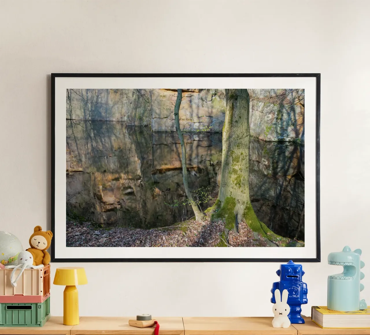 Tree and reflection of rocks in the water hahnemühle by Heidemüllerin