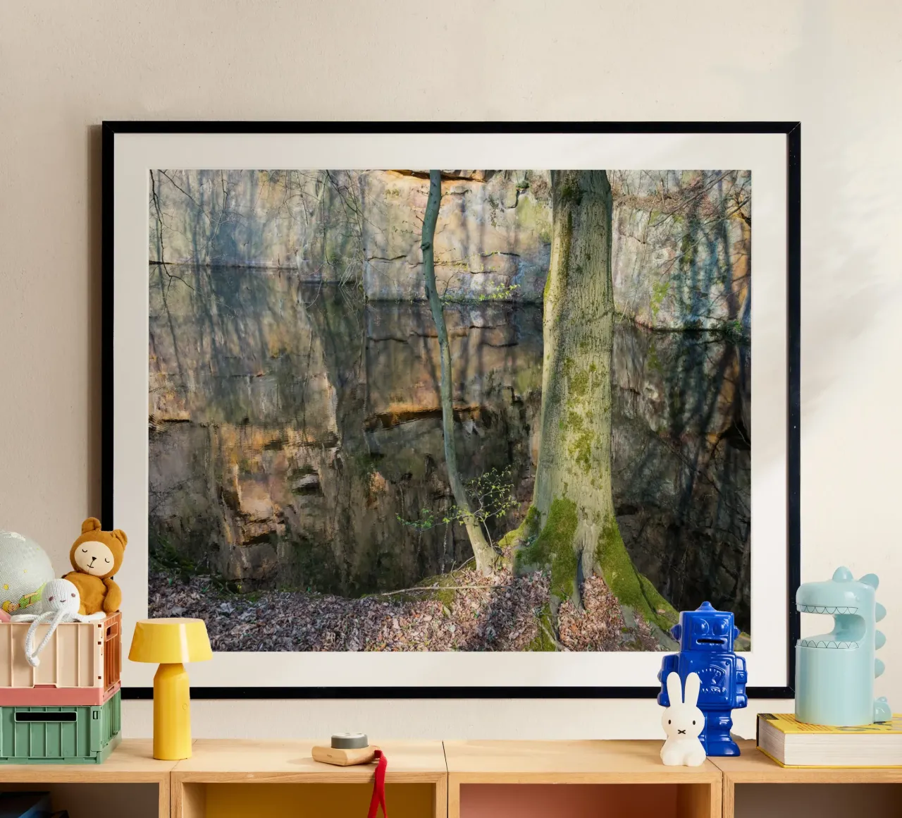 Tree and reflection of rocks in the water hahnemühle by Heidemüllerin