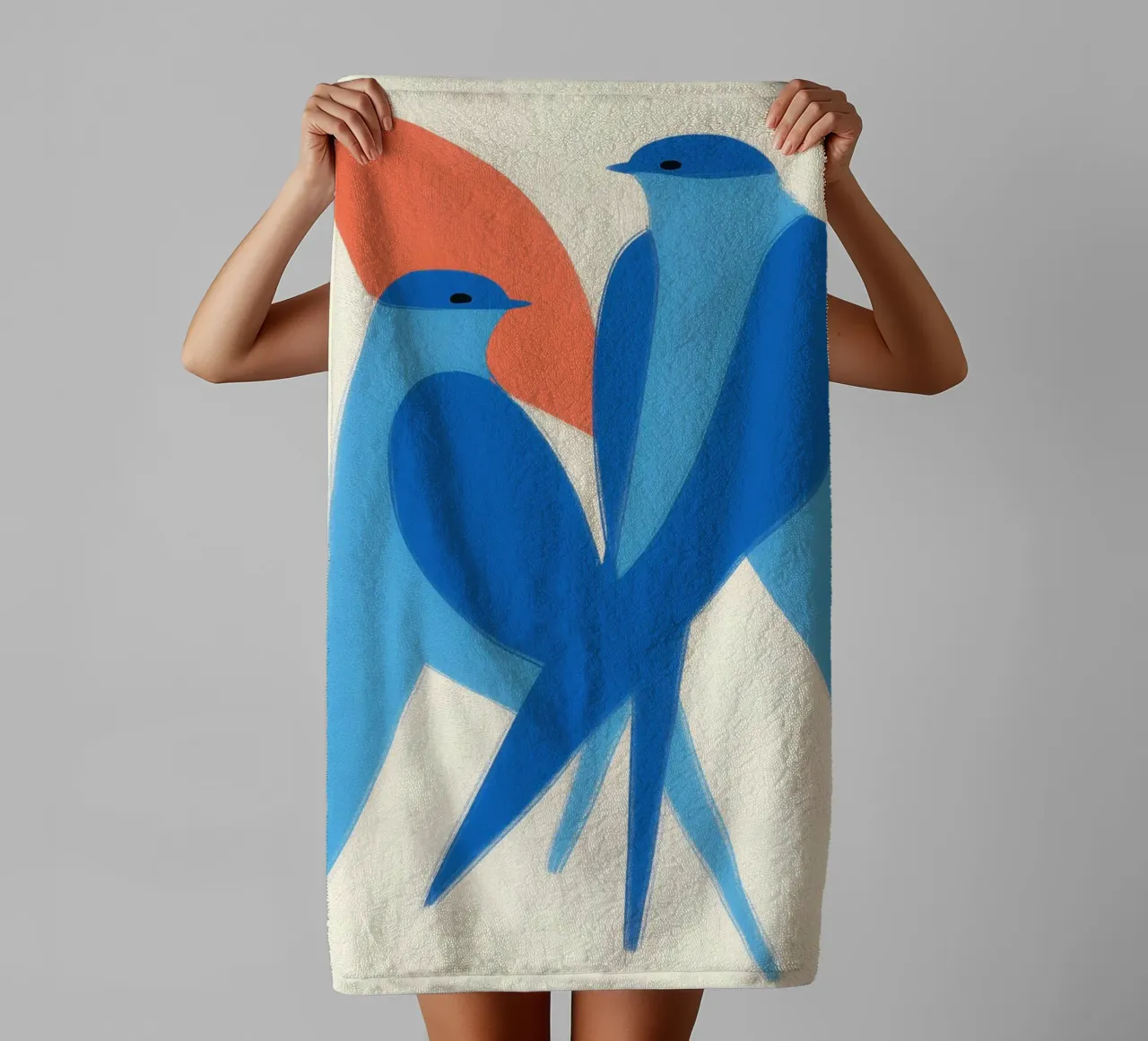 Twee zwaluwen | Paring en harmonie badhanddoek van Autofocus