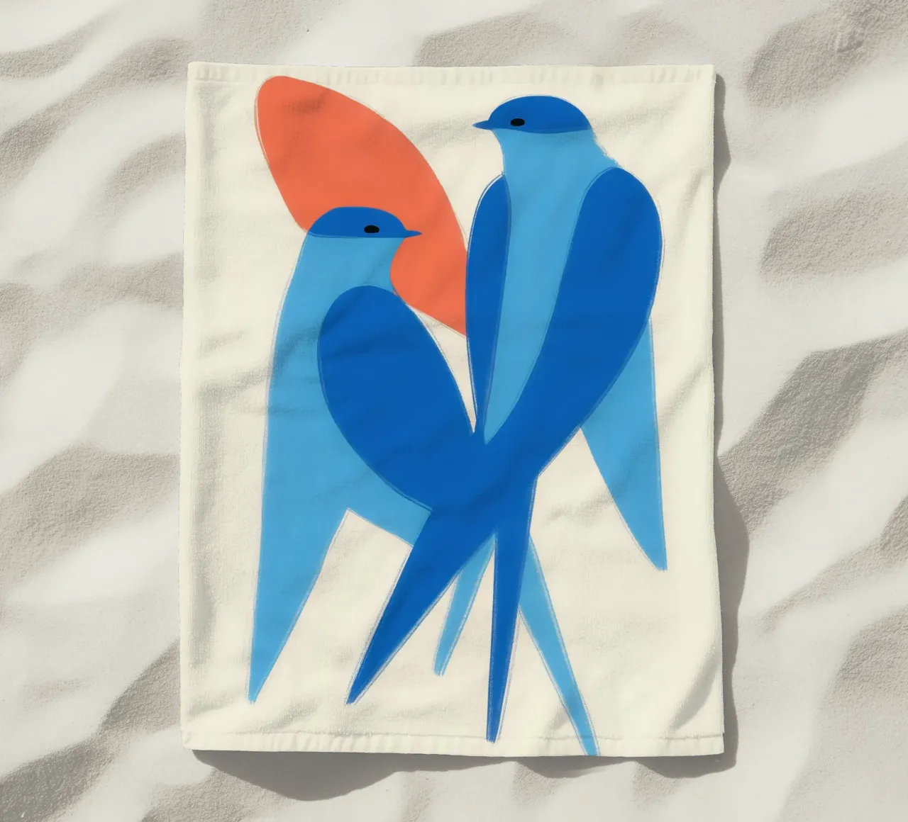 Twee zwaluwen | Paring en harmonie strandhanddoek van Autofocus