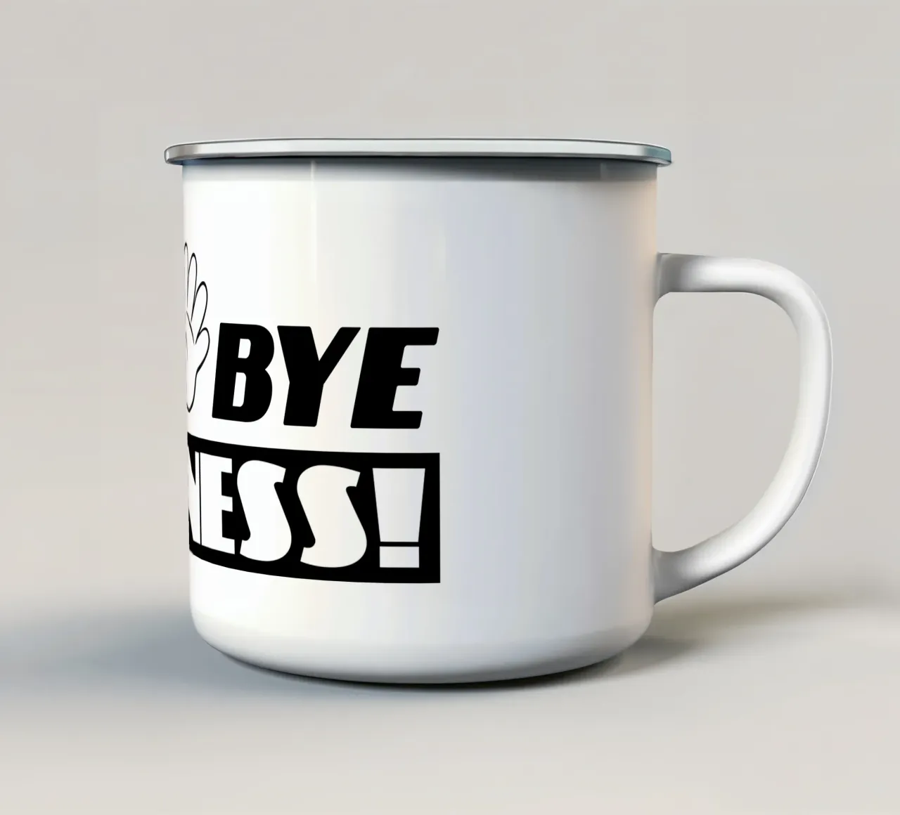 Bye Bye Sadness!!! tazza in smalto da Sanavlis Studios Company