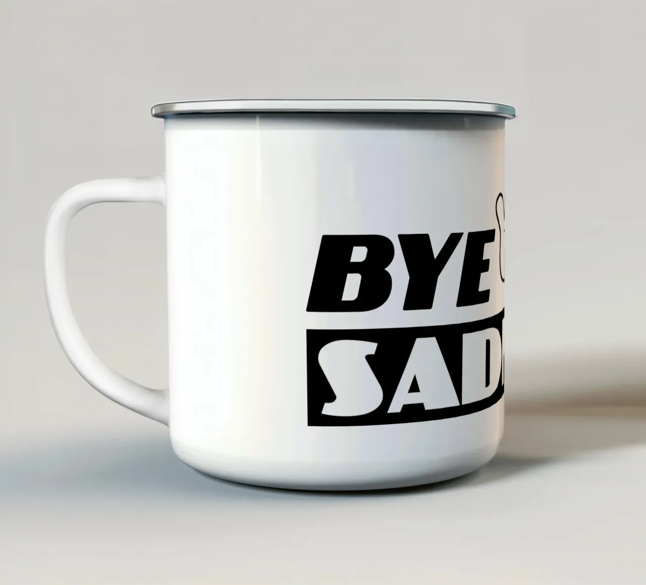 Bye Bye Sadness!!! tazza in smalto da Sanavlis Studios Company