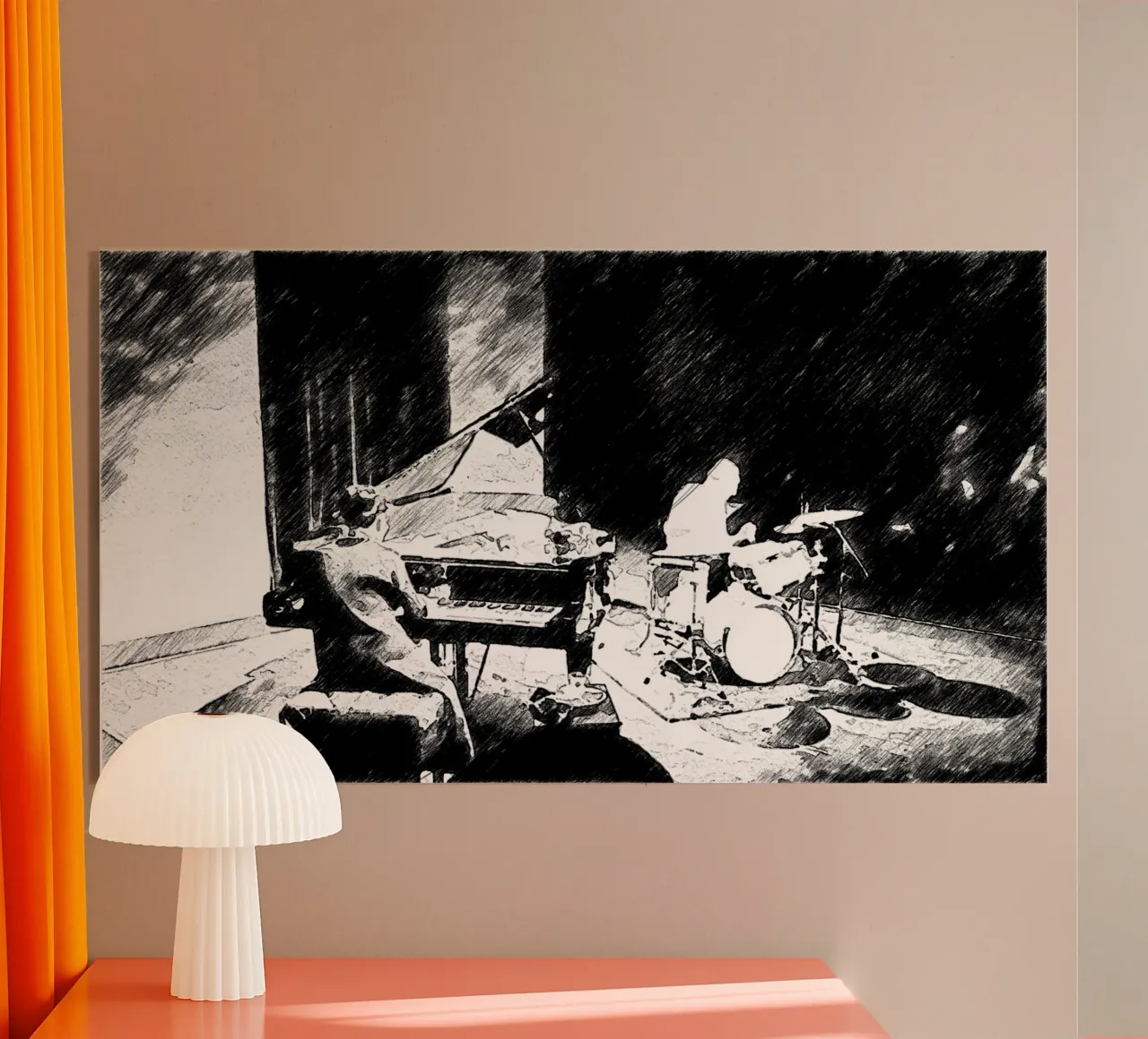 Piano and drums plexiglass da Piccola Serenata