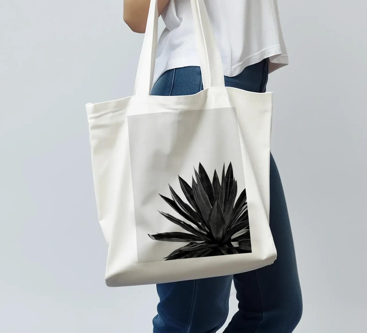 Cactus Agave Blanco y Negro tote bag de Orara Studio