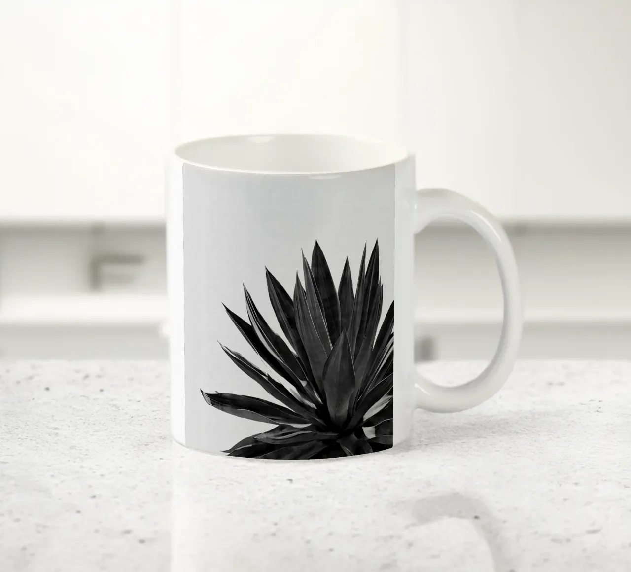 Cactus Agave bianco e nero tazza in ceramica da Orara Studio