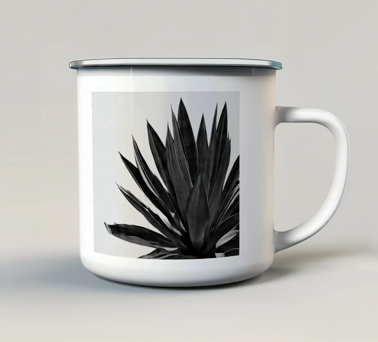 Cactus Agave bianco e nero tazza in smalto da Orara Studio