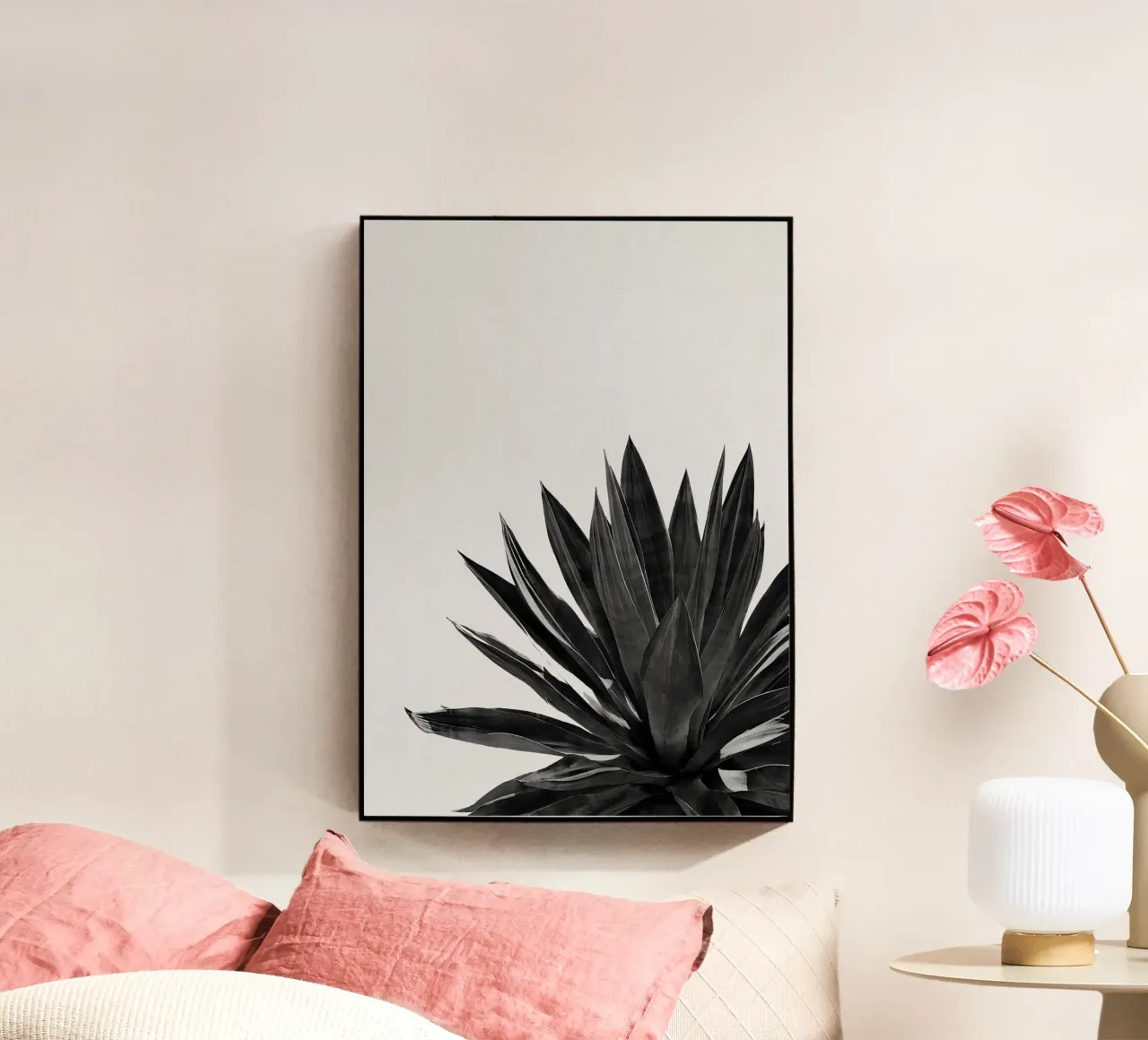 Cactus Agave bianco e nero plexiglass da Orara Studio