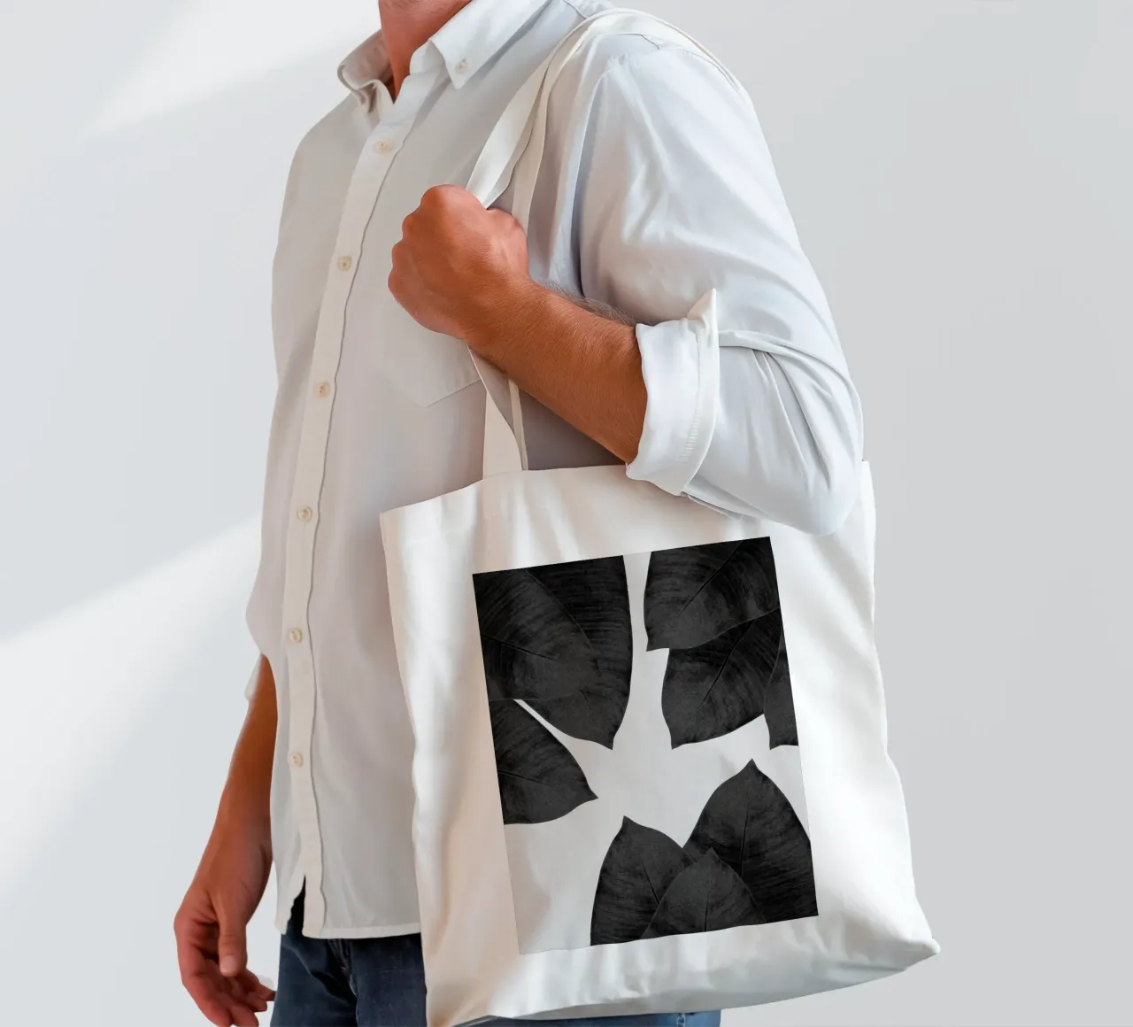 Foglia di banana in bianco e nero I borsa in juta da Orara Studio