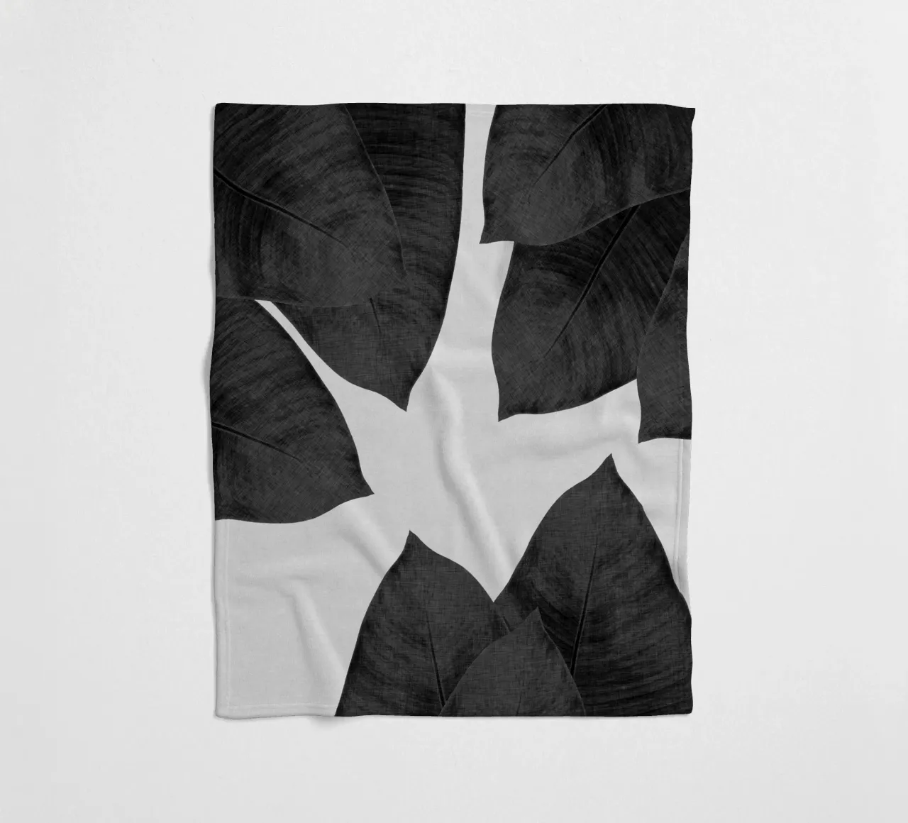 Foglia di banana in bianco e nero I coperta in pile da Orara Studio
