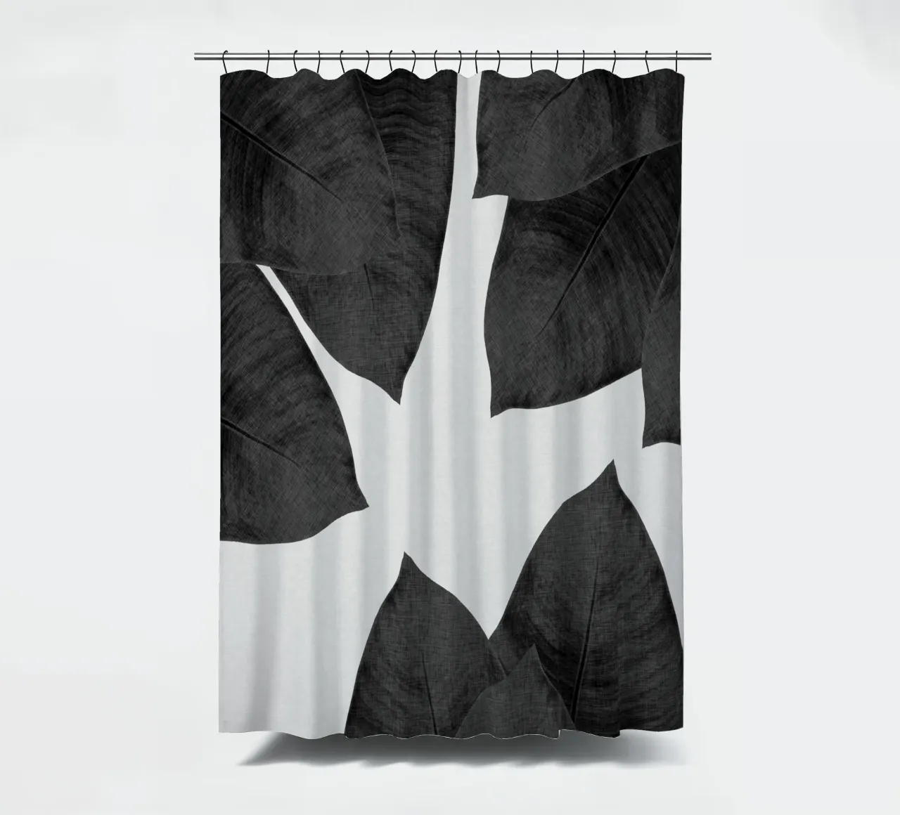 Foglia di banana in bianco e nero I tenda da doccia da Orara Studio