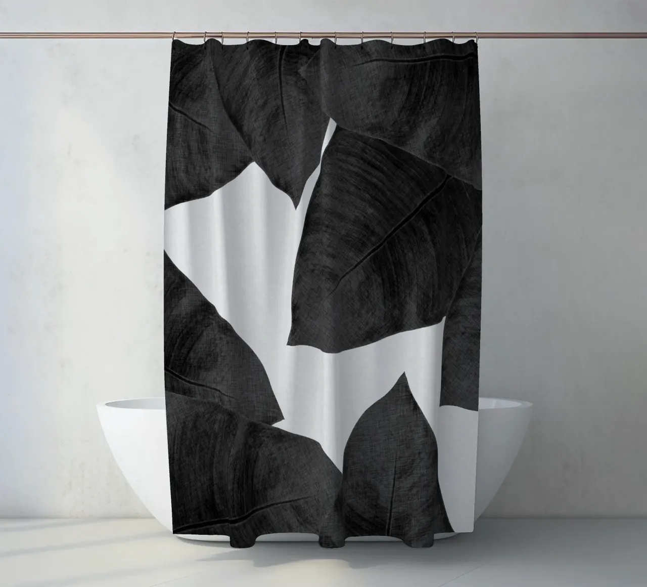 Banana Leaf Black & White II shower curtain by Orara Studio
