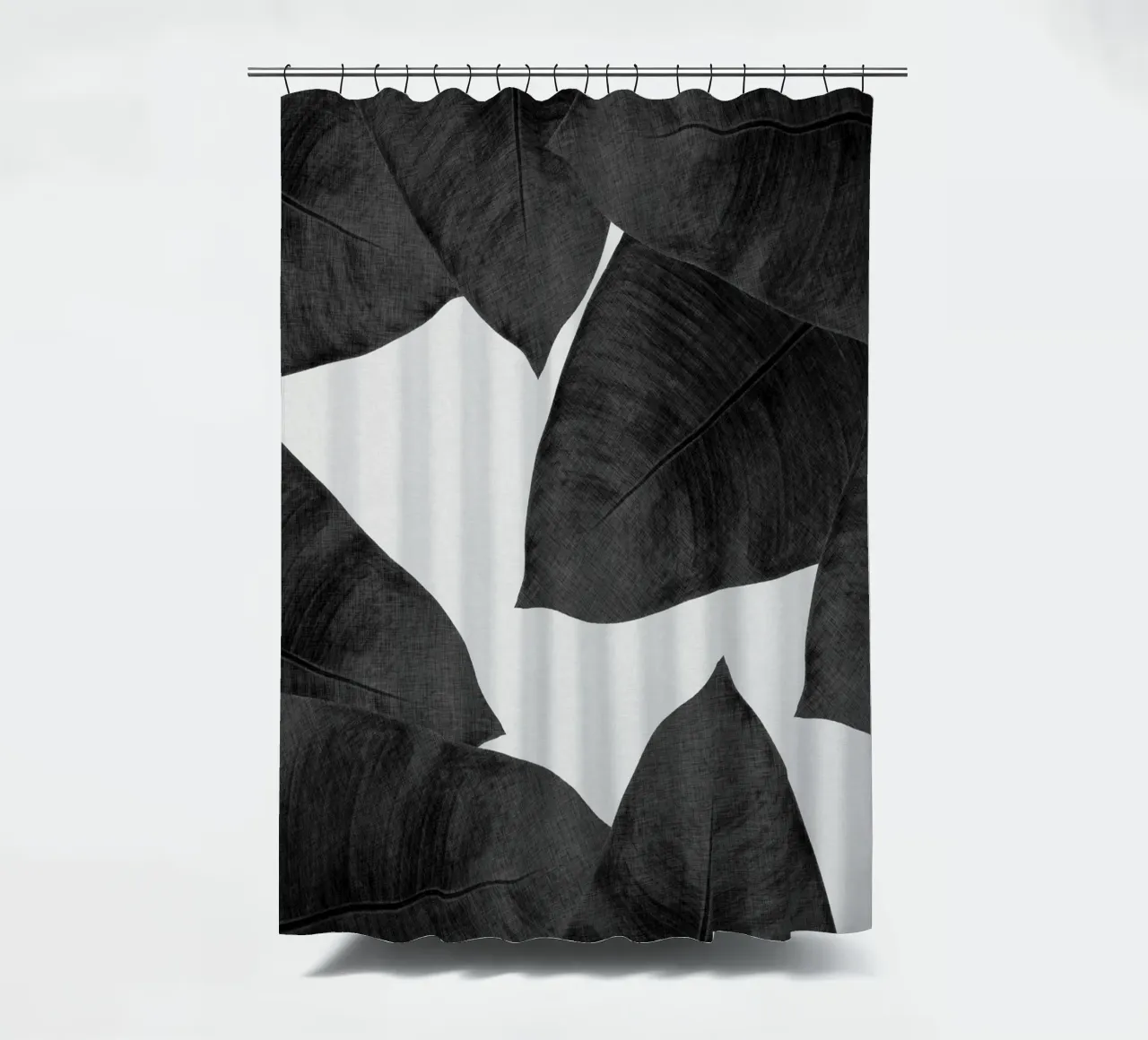 Banana Leaf Black & White II shower curtain by Orara Studio