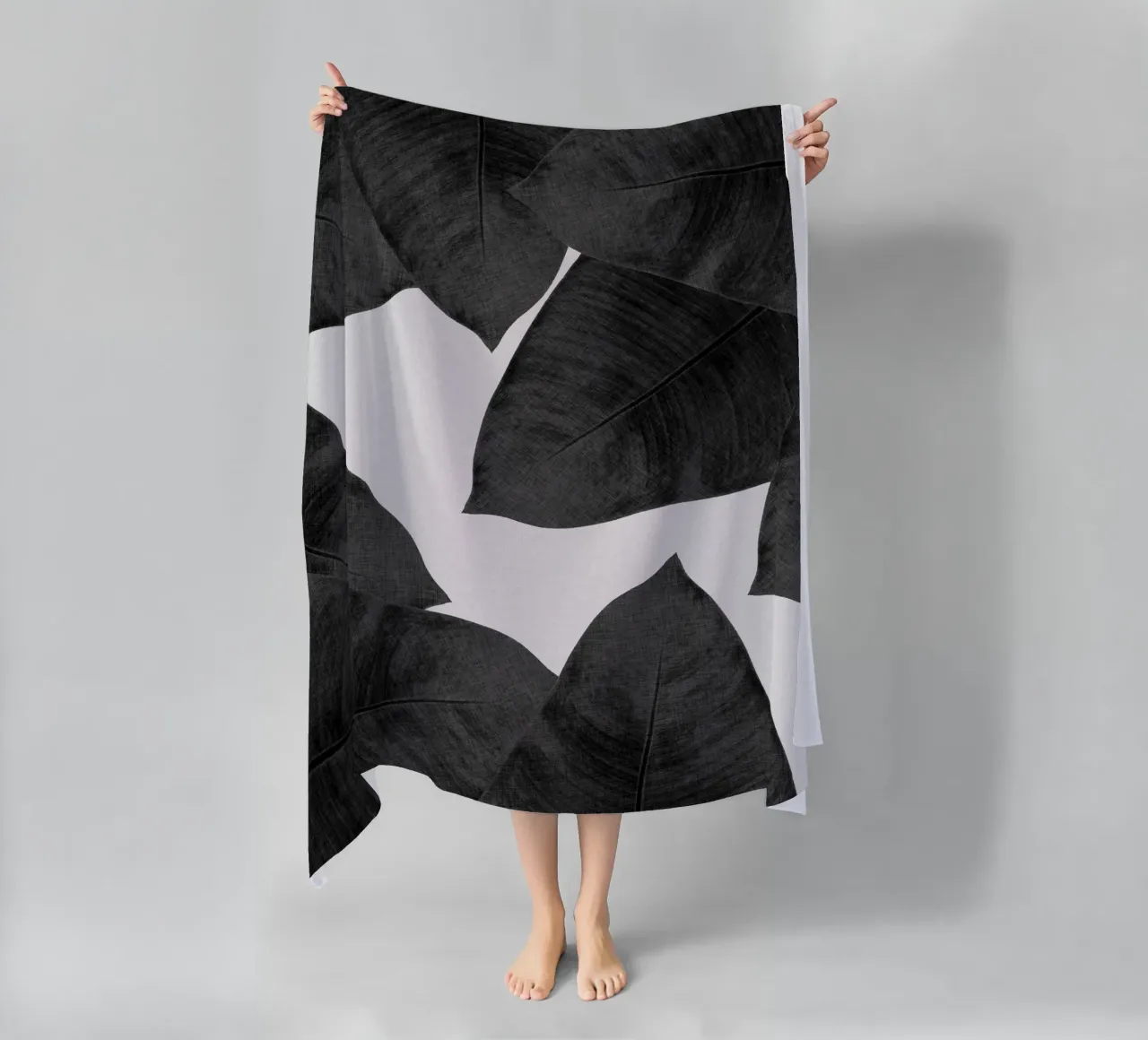 Foglia di banana in bianco e nero II telo mare da Orara Studio