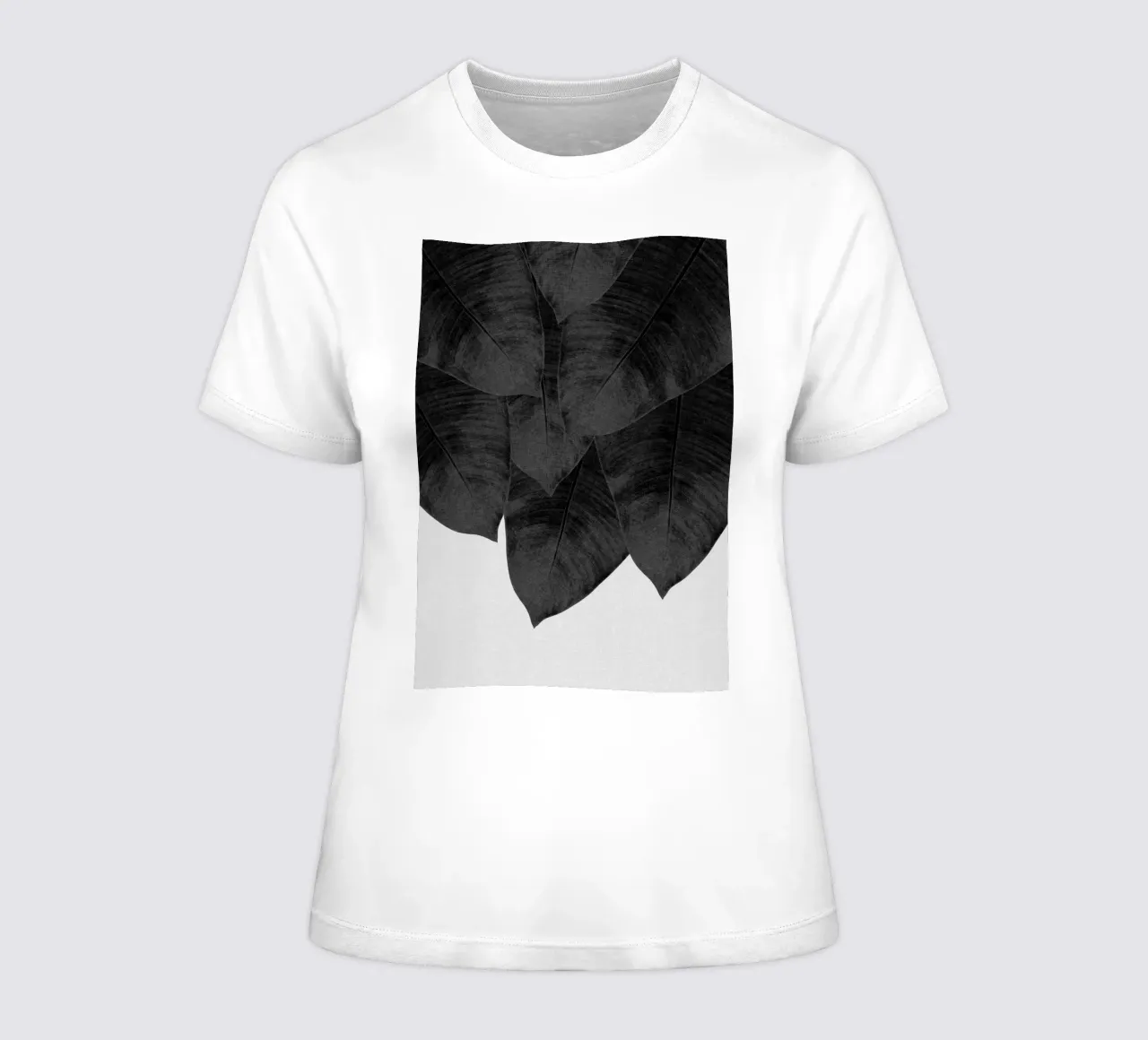 Banana Leaf Black & White III women's fitted t-shirt by Orara Studio