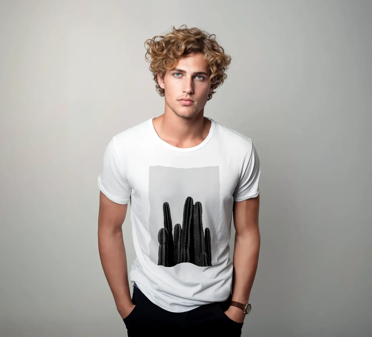 Cactus in bianco e nero t-shirt da Orara Studio