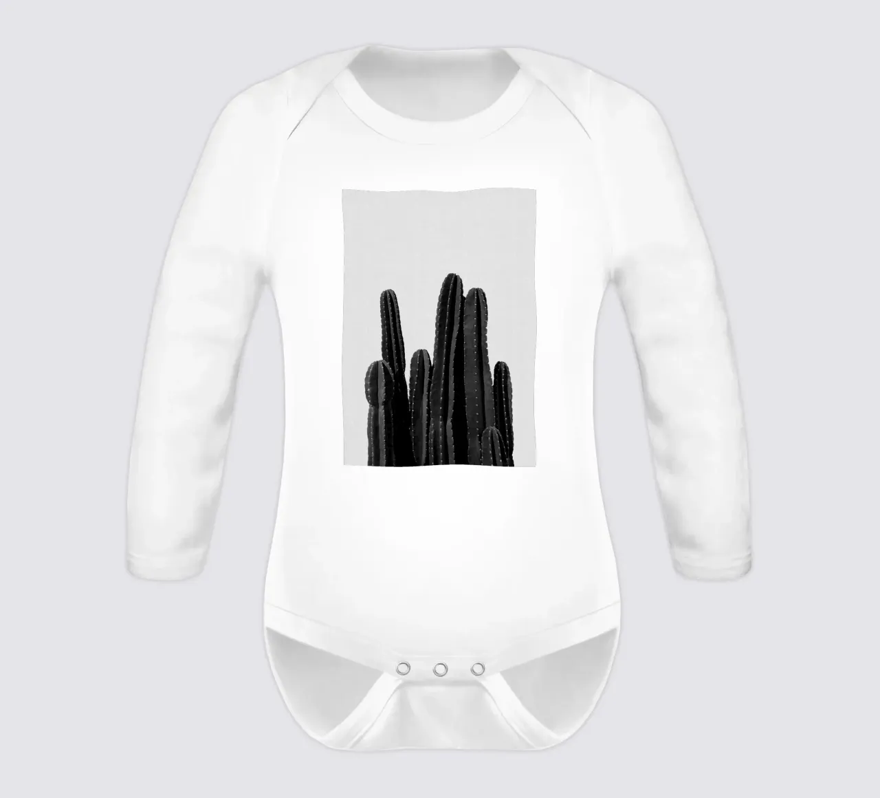 Cactus in bianco e nero body neonato maniche lunghe da Orara Studio